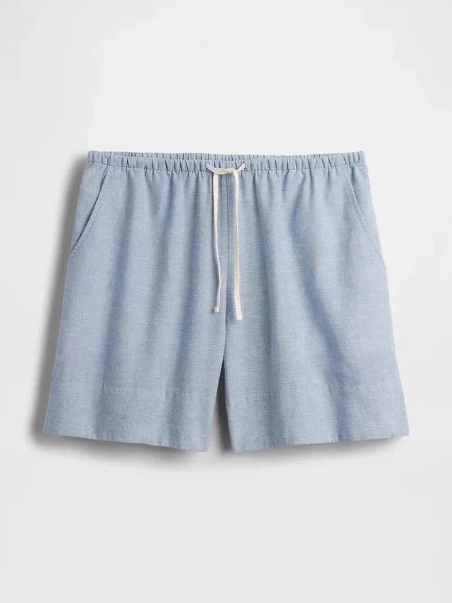 Shorts ample en mélange de lin, 6"