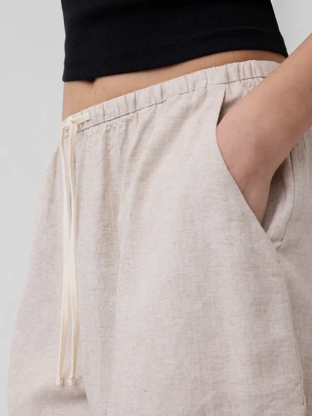 Shorts ample en mélange de lin, 6"