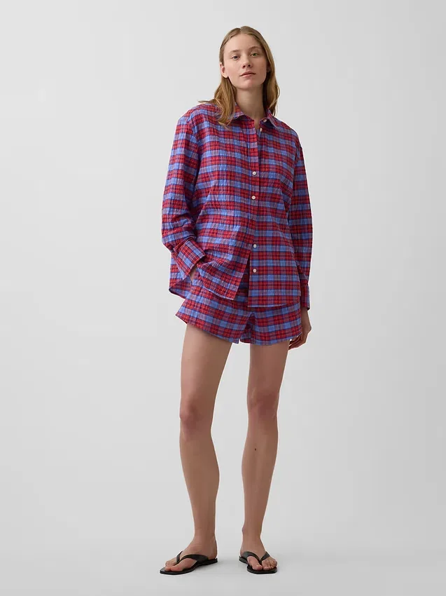 Shorts à carreaux en seersucker 4"