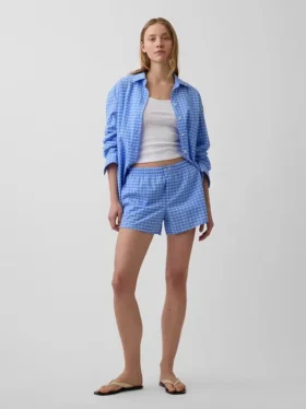 Shorts à carreaux en seersucker 4"