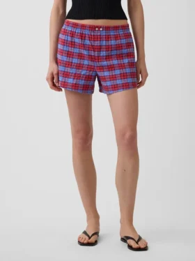 Shorts à carreaux en seersucker 4″