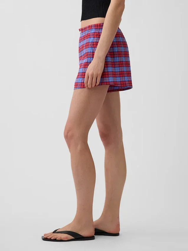 Shorts à carreaux en seersucker 4"