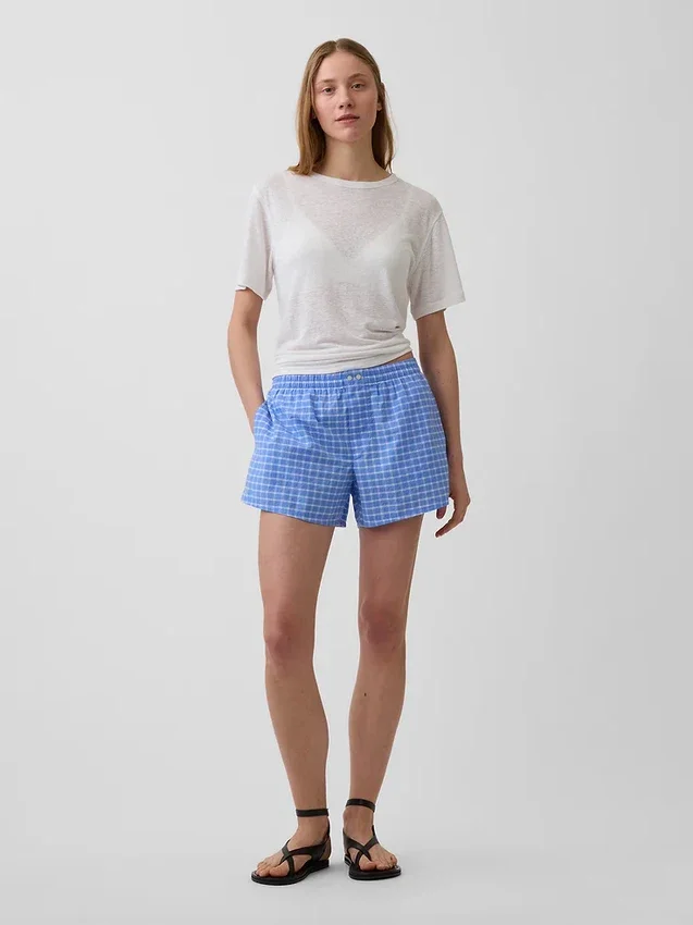 Shorts à carreaux en seersucker 4"