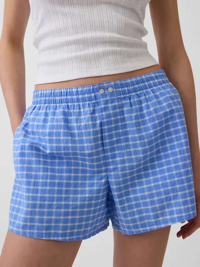 Shorts à carreaux en seersucker 4"