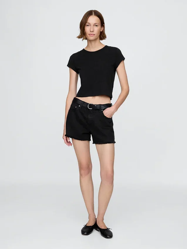 Shorts coupé ultra-doux à taille mi-haute et coupe décontractée, 4"
