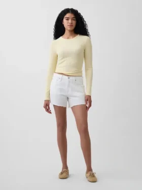 Shorts coupé ultra-doux à taille mi-haute et coupe décontractée, 4"