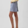 Shorts décontracté en jersey imprimé effet denim, taille mi-haute de 5"