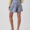 Shorts décontracté en jersey imprimé effet denim, taille mi-haute de 5"