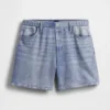 Shorts décontracté en jersey imprimé effet denim, taille mi-haute de 5"