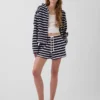 Sweat à capuche zippé oversize en tissu éponge à rayures