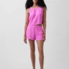 Shorts décontractés en gaze de coton à taille mi-haute de 4"