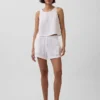 Shorts décontractés en gaze de coton à taille mi-haute de 4"