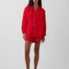 Shorts décontractés en gaze de coton à taille mi-haute de 4"