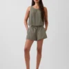 Shorts décontractés en gaze de coton à taille mi-haute de 4"