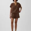 Shorts décontractés en gaze de coton à taille mi-haute de 4"