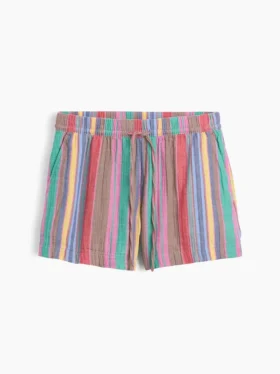 Shorts décontractés en gaze de coton à taille mi-haute de 4"