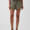 Shorts décontractés en gaze de coton à taille mi-haute de 4"