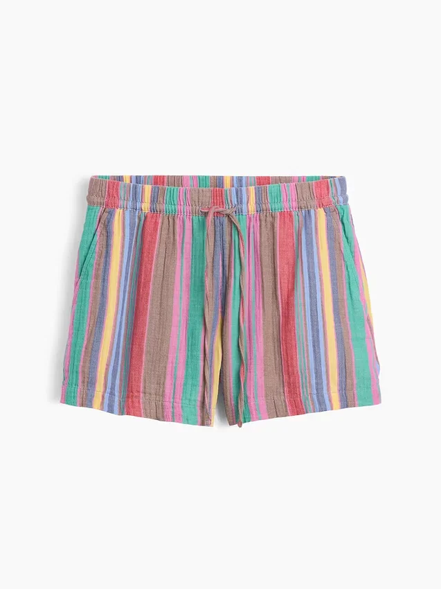 Shorts décontractés en gaze de coton à taille mi-haute de 4"