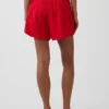 Shorts décontractés en gaze de coton à taille mi-haute de 4"
