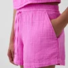 Shorts décontractés en gaze de coton à taille mi-haute de 4"