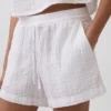 Shorts décontractés en gaze de coton à taille mi-haute de 4"