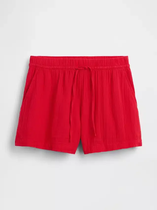 Shorts décontractés en gaze de coton à taille mi-haute de 4"