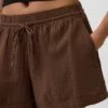 Shorts décontractés en gaze de coton à taille mi-haute de 4"
