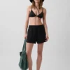Shorts décontractés en gaze de coton à taille mi-haute de 4"