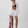 Shorts décontractés en gaze de coton à taille mi-haute de 4"