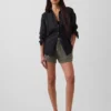Shorts décontractés en gaze de coton à taille mi-haute de 4"