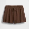 Shorts décontractés en gaze de coton à taille mi-haute de 4"