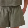 Shorts décontractés en gaze de coton à taille mi-haute de 4"