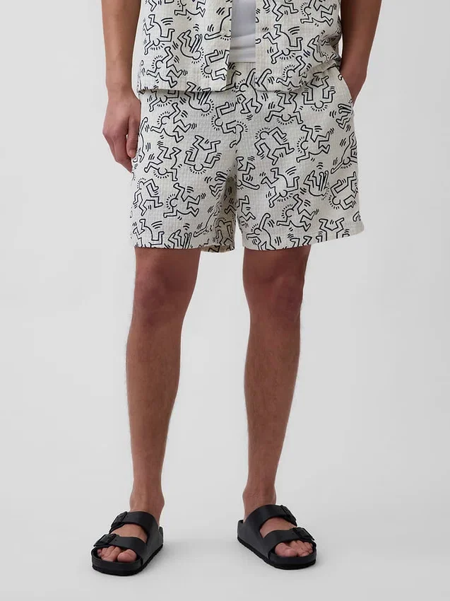 Shorts décontractés texturés Keith Haring