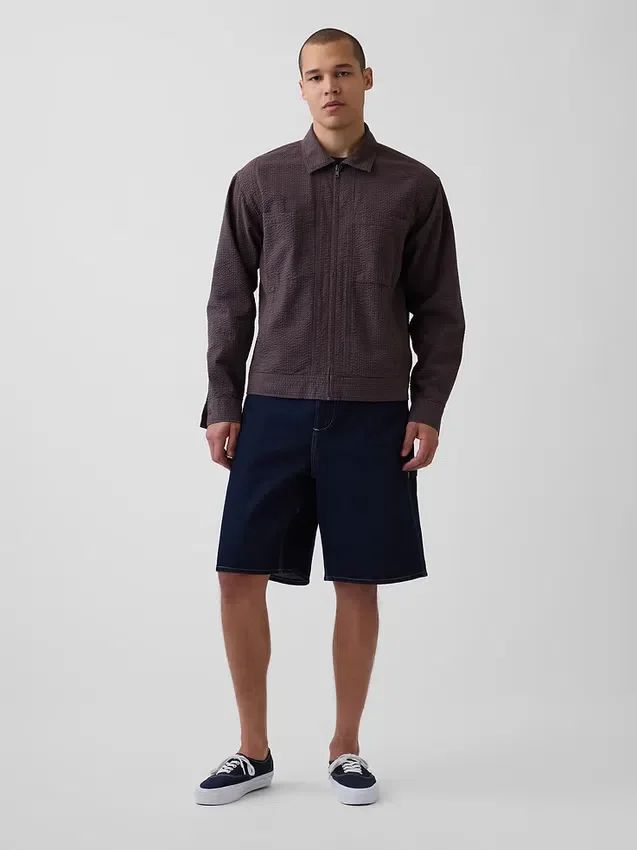 Shorts de charpentier en denim ample, 10,5"