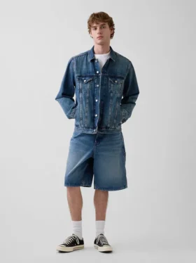 Shorts de charpentier en denim ample, 10,5"