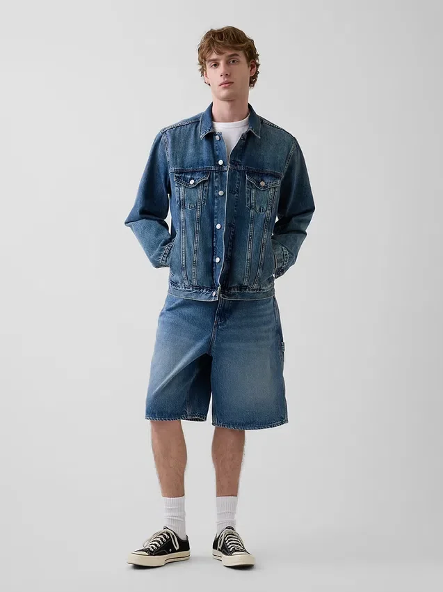 Shorts de charpentier en denim ample, 10,5"