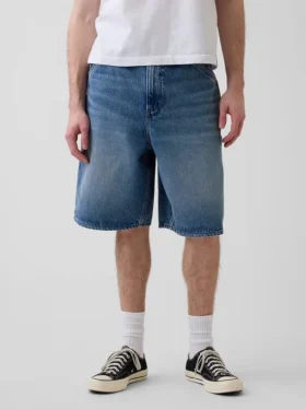 Shorts de charpentier en denim ample, 10,5″