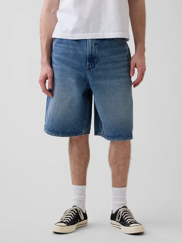 Shorts de charpentier en denim ample, 10,5"