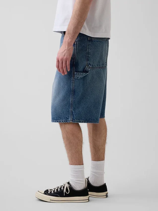 Shorts de charpentier en denim ample, 10,5"