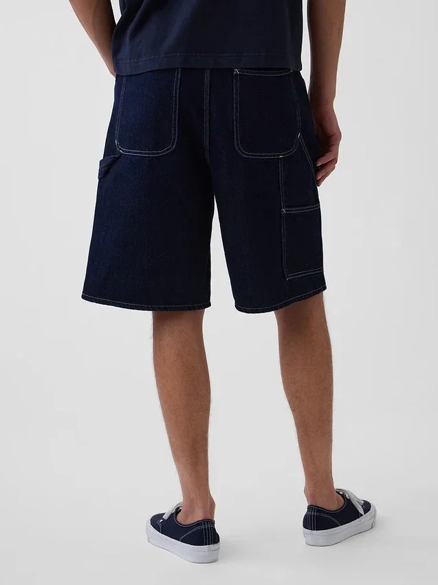 Shorts de charpentier en denim ample, 10,5"