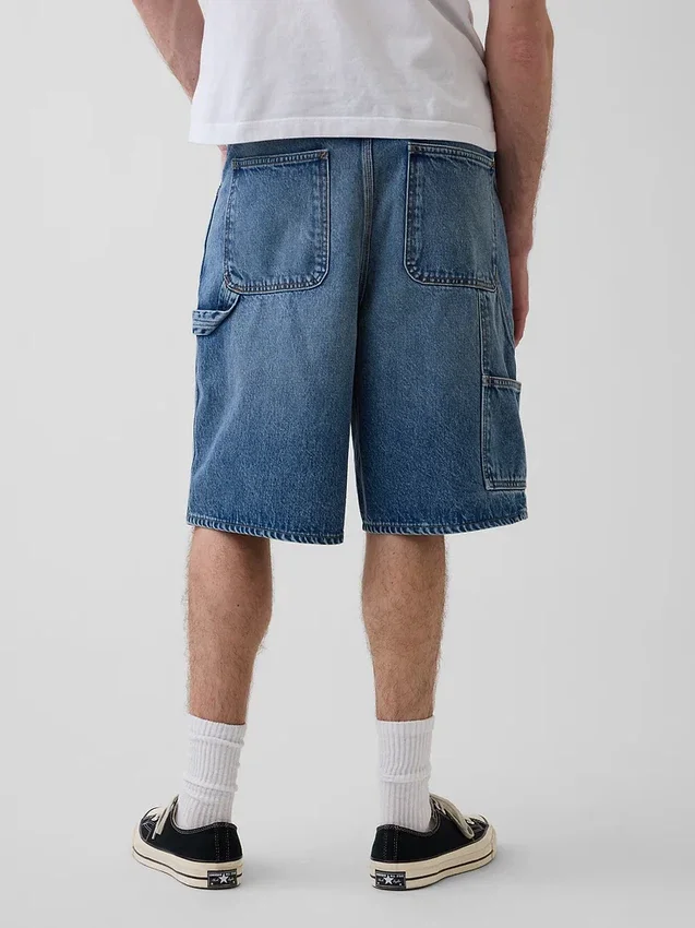 Shorts de charpentier en denim ample, 10,5"