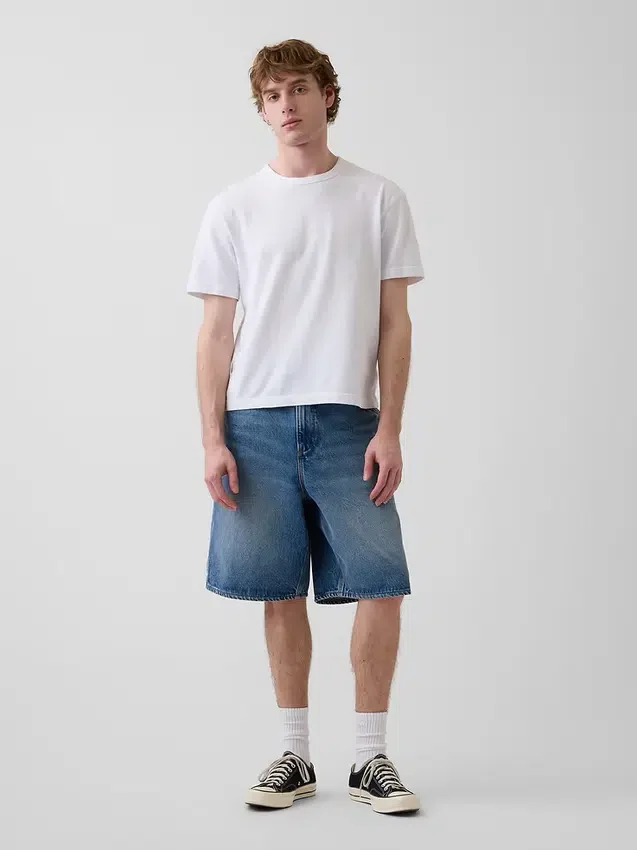 Shorts de charpentier en denim ample, 10,5"