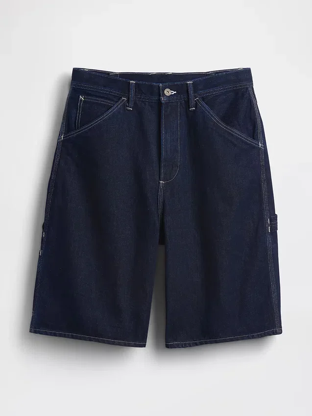 Shorts de charpentier en denim ample, 10,5"