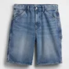 Shorts de charpentier en denim ample, 10,5"