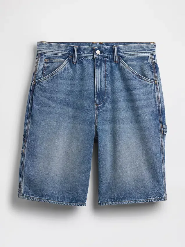 Shorts de charpentier en denim ample, 10,5"