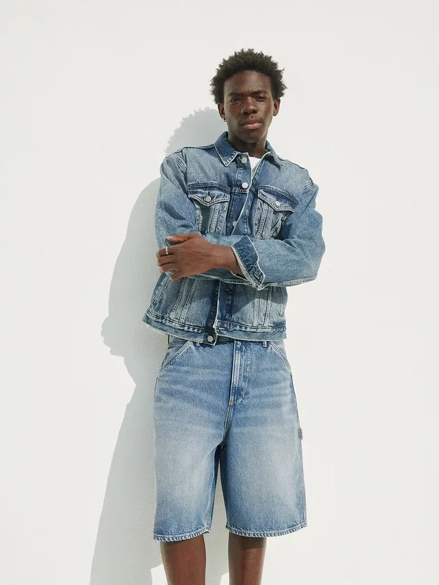 Shorts de charpentier en denim ample, 10,5"