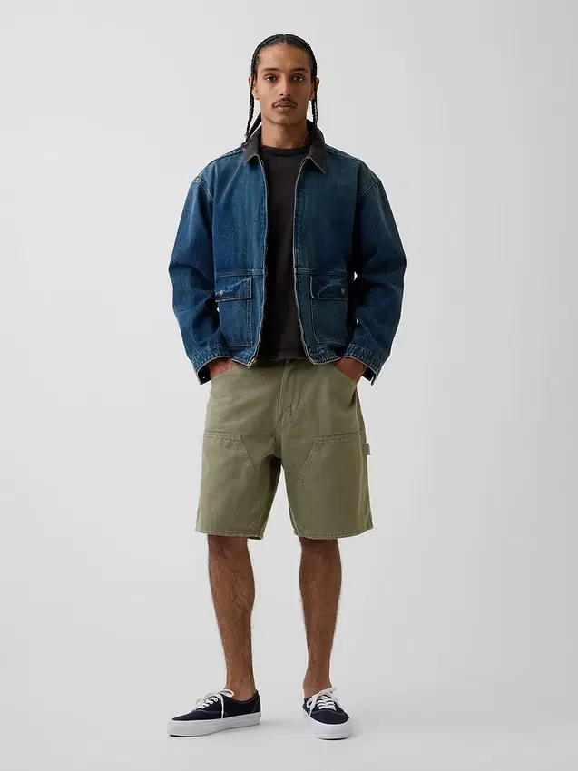 Shorts de charpentier en denim ample, 9"