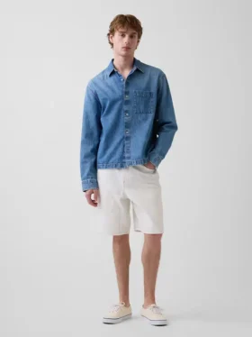 Shorts de charpentier en denim ample, 9"