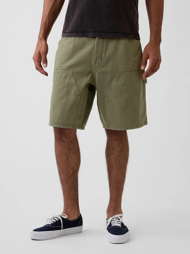 Shorts de charpentier en denim ample, 9"
