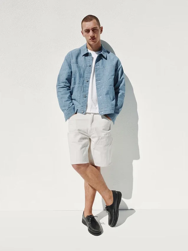 Shorts de charpentier en denim ample, 9"